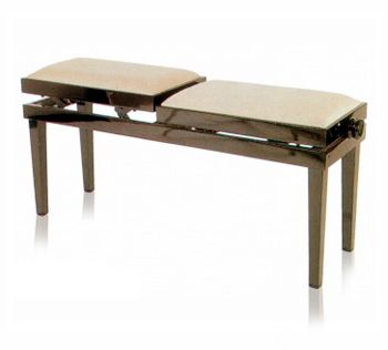 A bench with two seats and one table